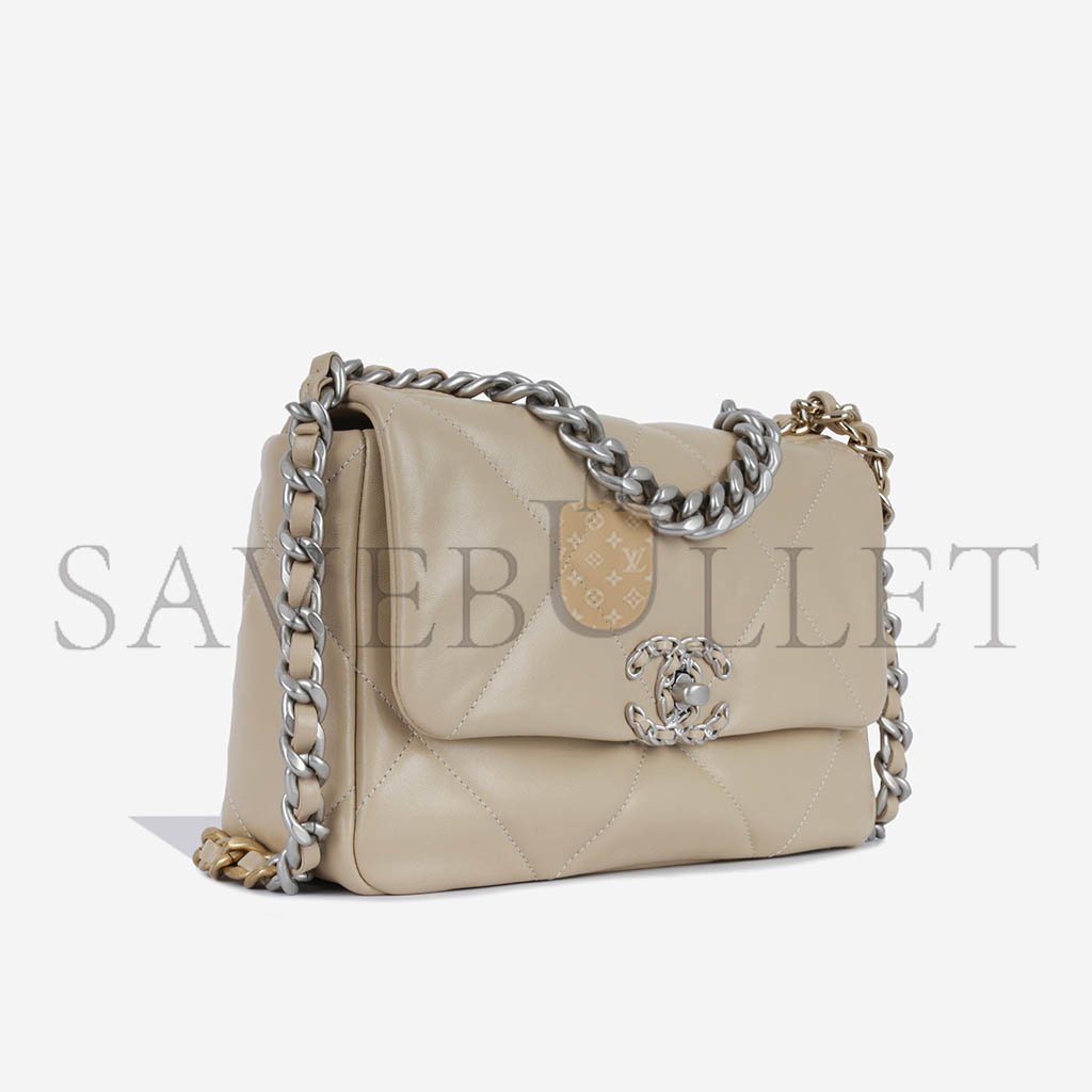 Ch*el 19 flap apricot calfskin mixed hardware as1160 (26*16*9cm)